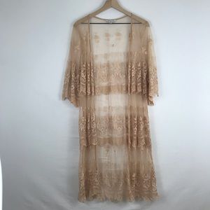 American Eagle AE Peach Sheer Lace Kimono ✨